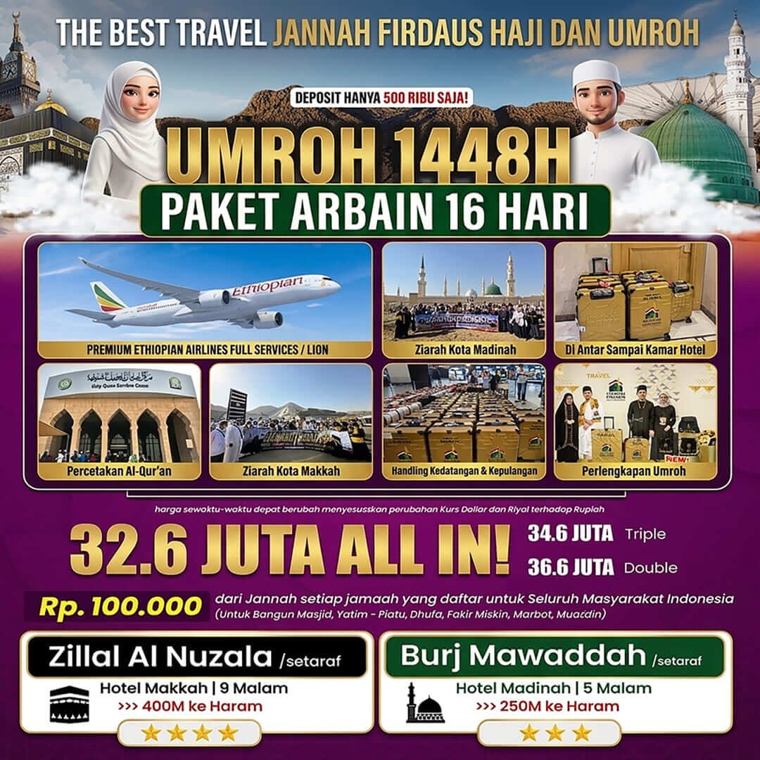 umroh 16 hari 2026 arbain