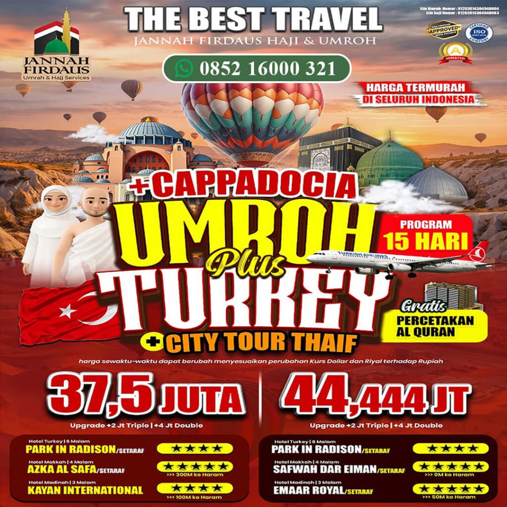 jannah firdaus umroh plus turki cappadocia 15 hari 2026