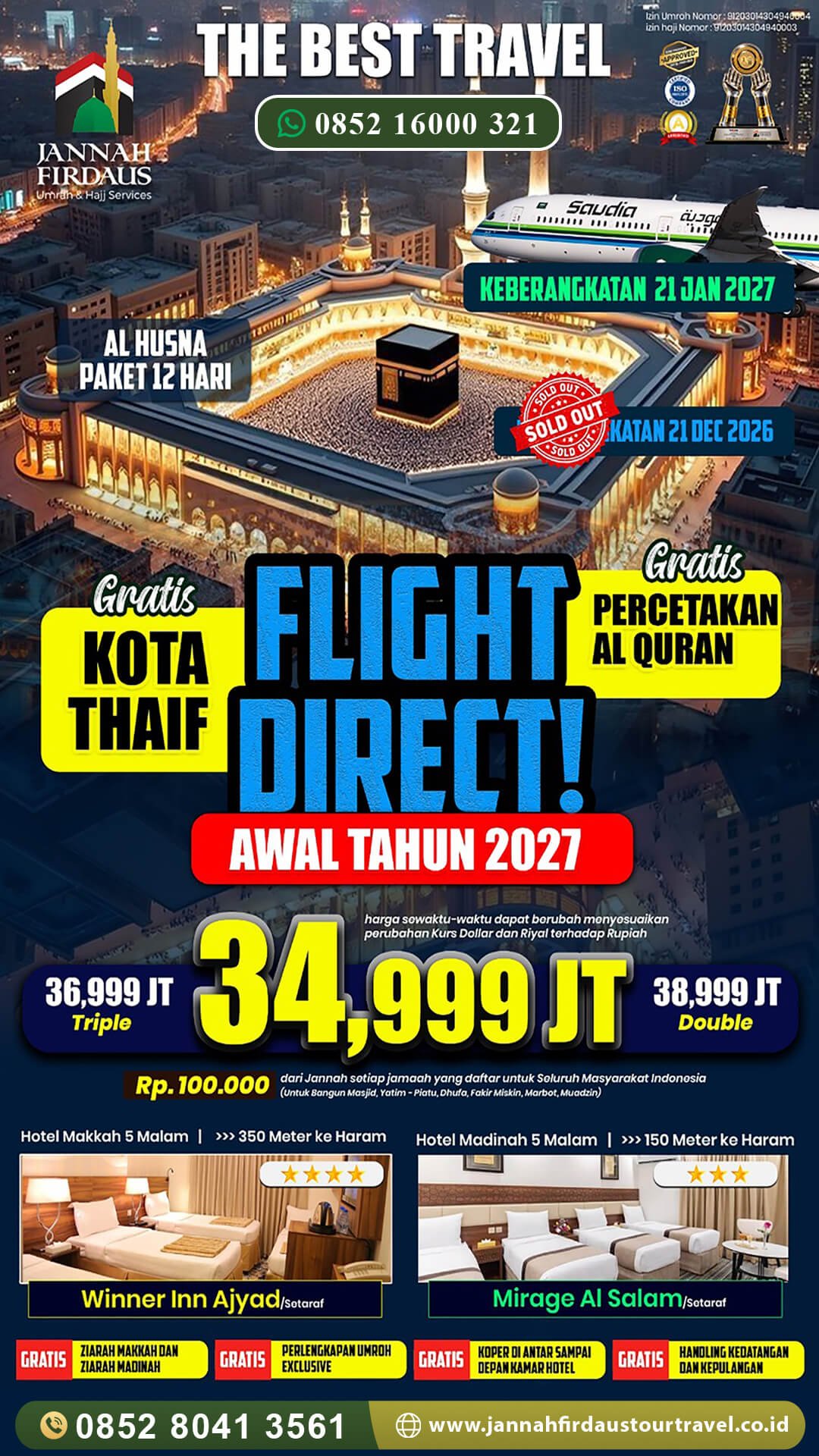 umroh awal tahun jannah firdaus tour travel paket alhusna 2027 1448H