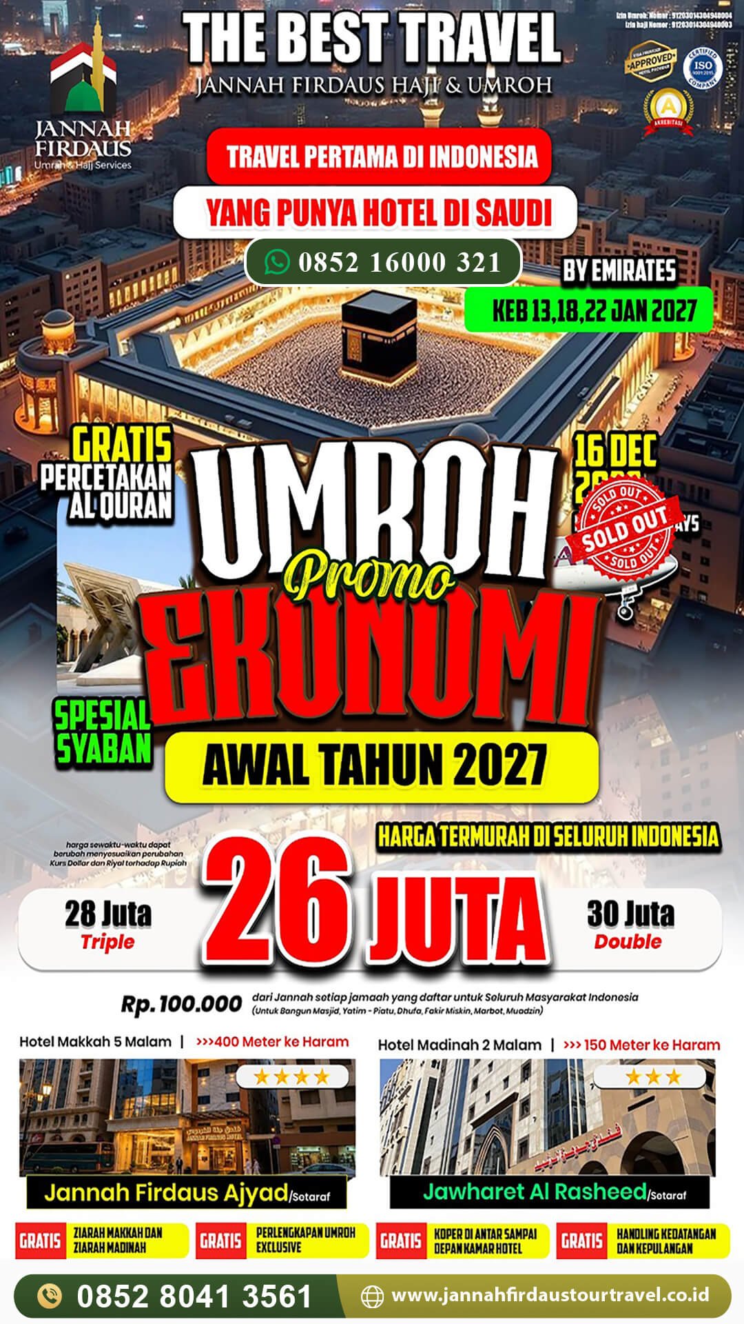 umroh awal tahun jannah firdaus tour travel paket ekonomis 2027