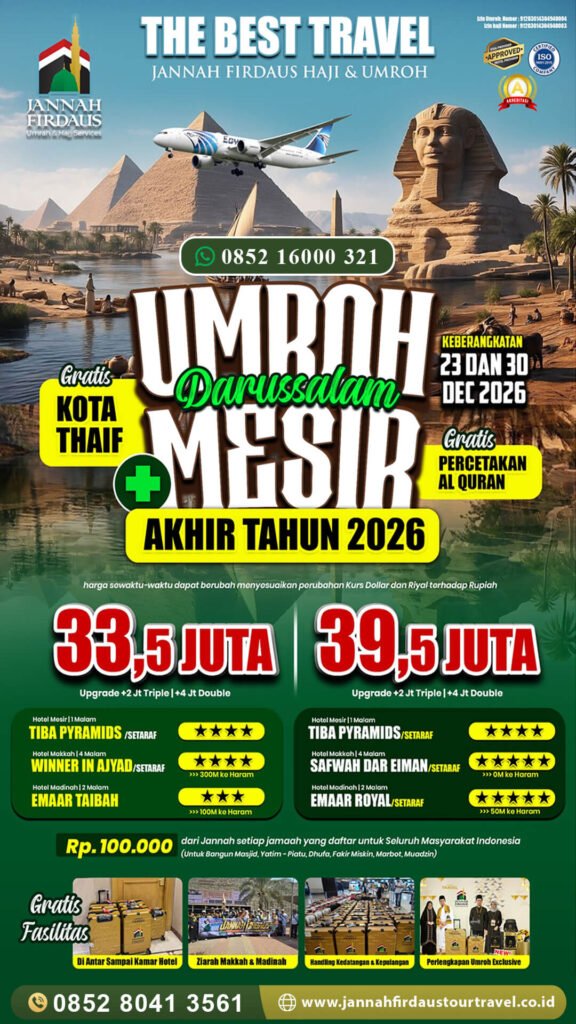 umroh plus mesir akhir tahun jannah firdaus tour travel 2026